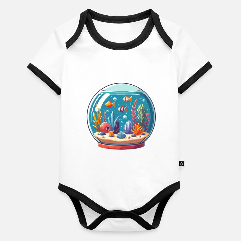 Aquarium Body Bébé bio contrasté manches courtes