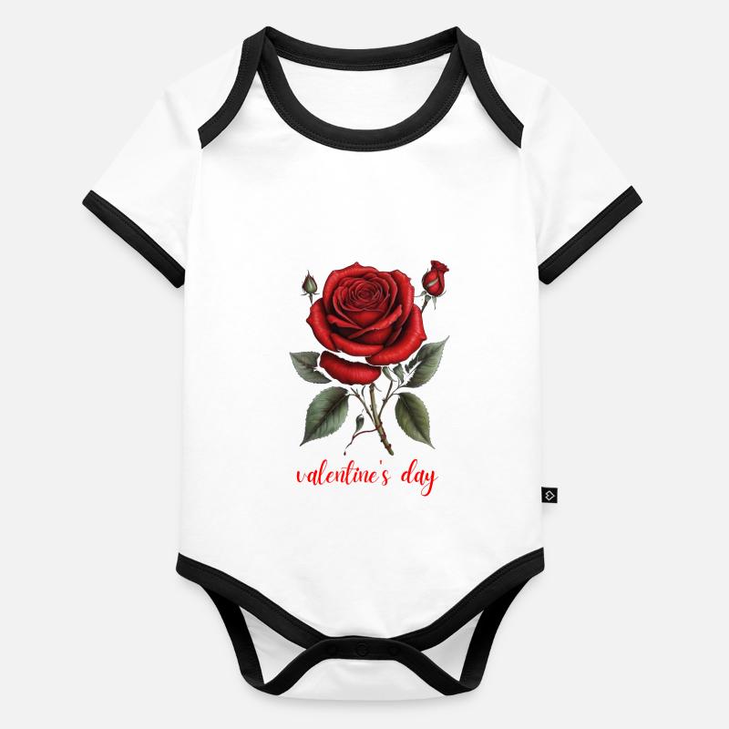 Saint-Valentin Body Bébé bio contrasté manches courtes