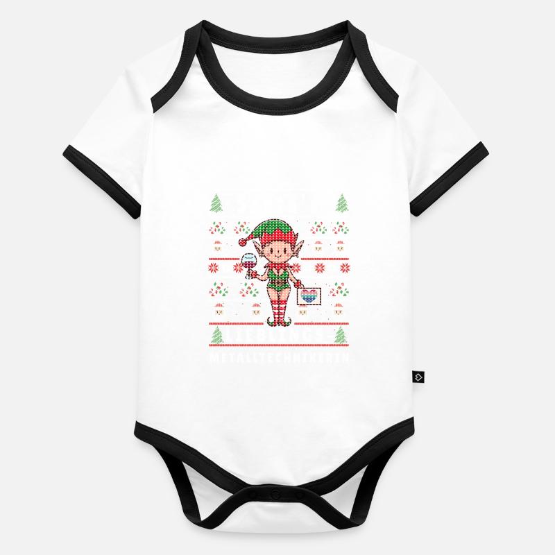 VILAIN NOËL PRÉFÉRÉ DU PÈRE NOËL Body Bébé bio contrasté manches courtes