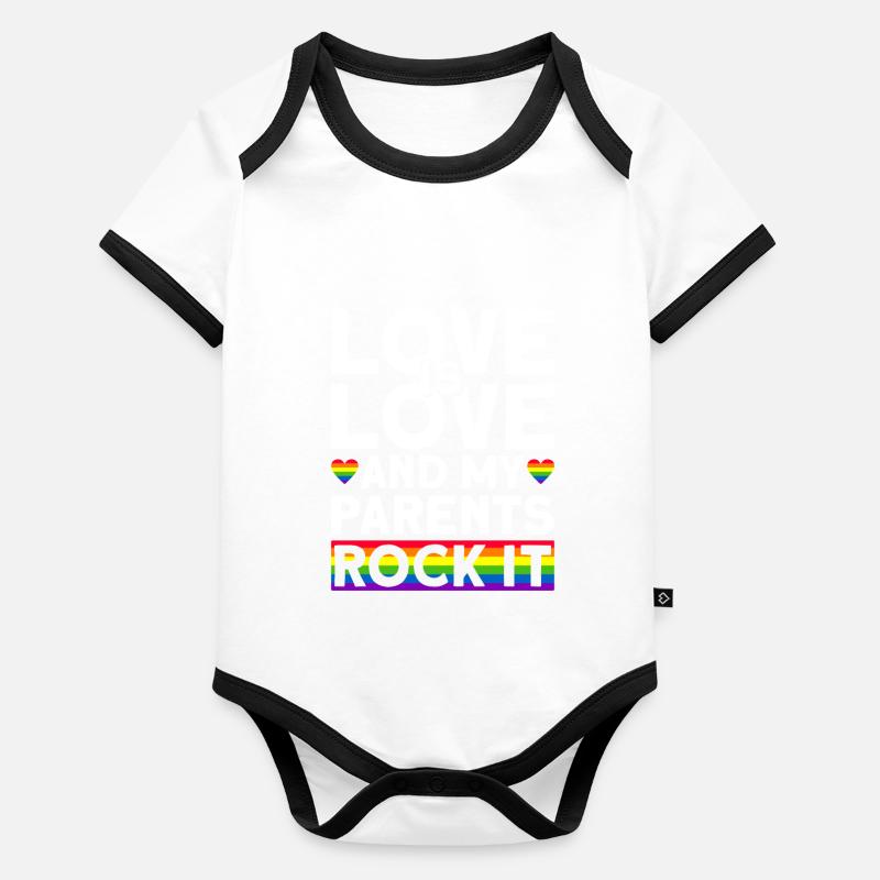 Gay Pride Queer Eltern Homo-Ehe Baby Bio-Kurzarm-Kontrastbody