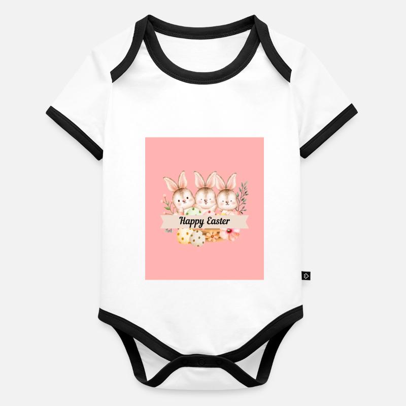 Osterhase – Happy Easter Baby Bio-Kurzarm-Kontrastbody