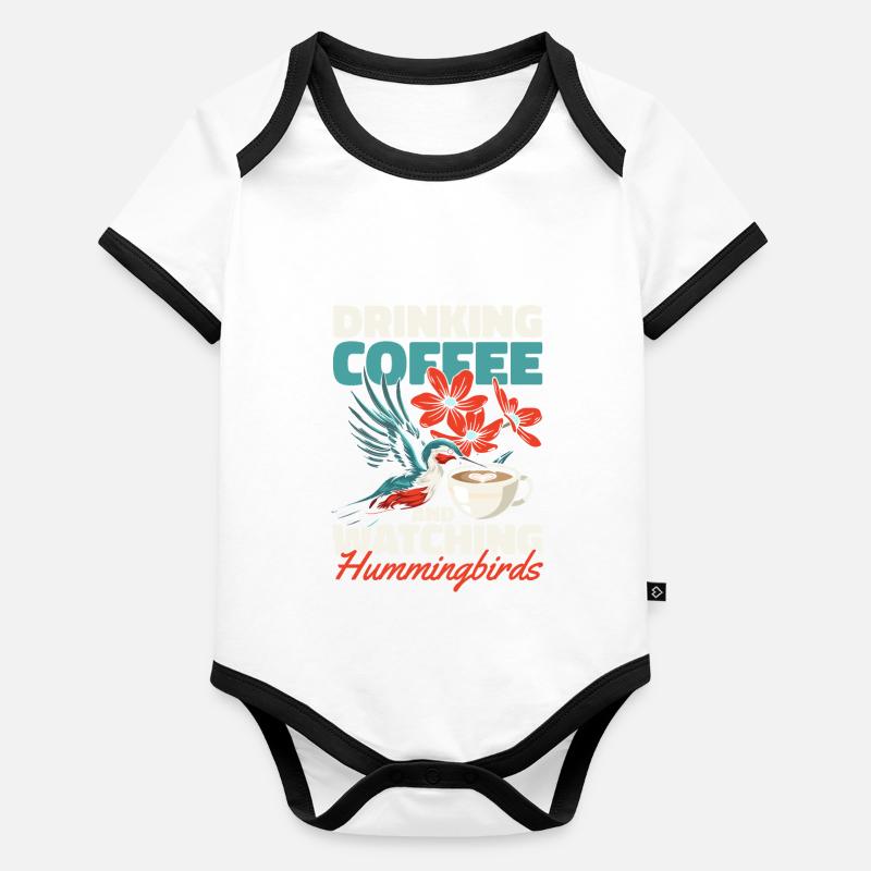 Hummingbird Coffee Bird Organic Baby Contrasting Bodysuit