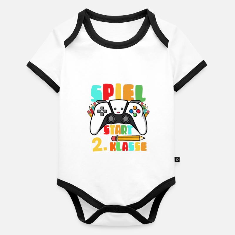 2nd Grade Game Start Gamer Organic Baby Contrasting Bodysuit