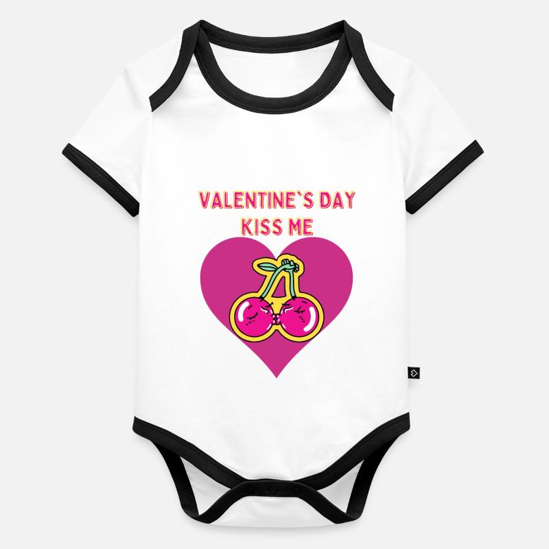 La Saint-Valentin Body Bébé bio contrasté manches courtes