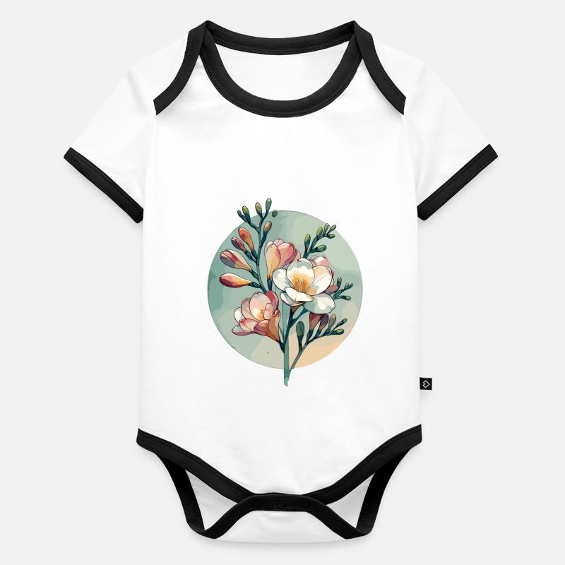 Freesien gezeichnet Baby Bio-Kurzarm-Kontrastbody