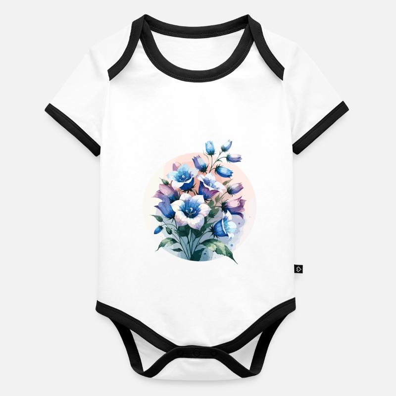 Bellflower drawn Organic Baby Contrasting Bodysuit