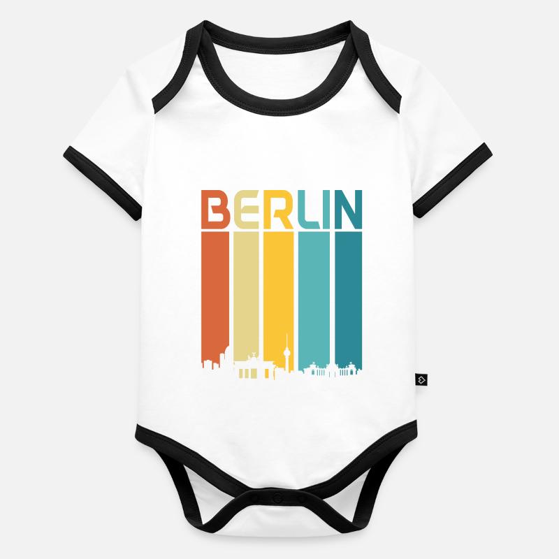 Berlin Skyline Deutschland Baby Bio-Kurzarm-Kontrastbody