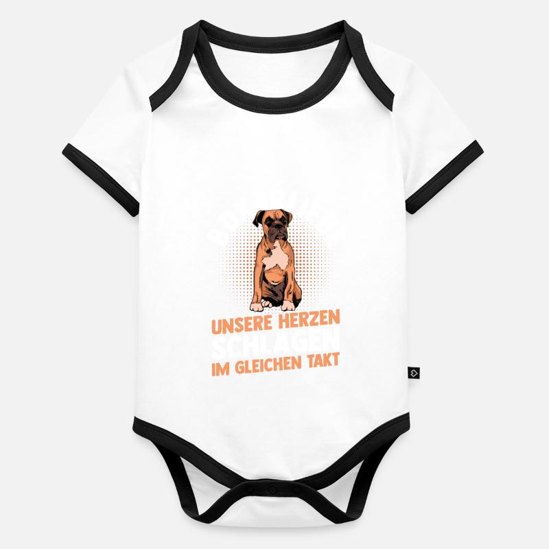 Hund Deutscher Boxer Baby Bio-Kurzarm-Kontrastbody
