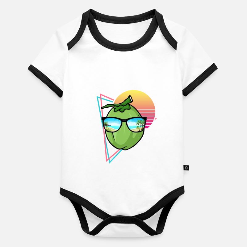 Retro Coconut Design Organic Baby Contrasting Bodysuit