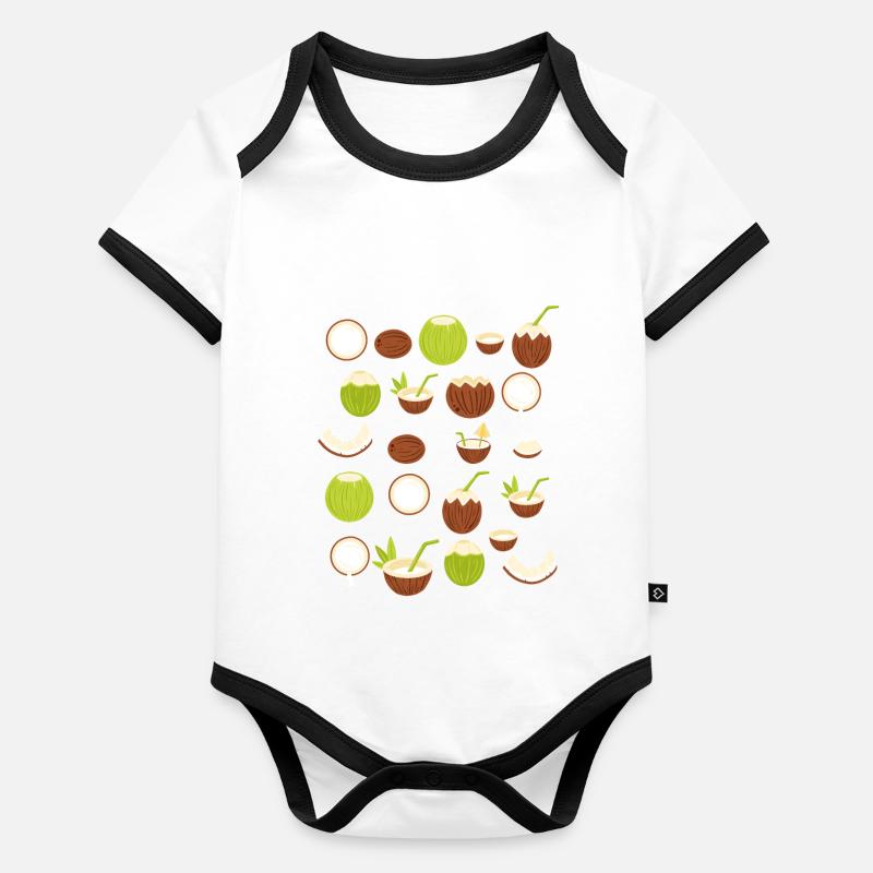 Retro Coconut Design Organic Baby Contrasting Bodysuit