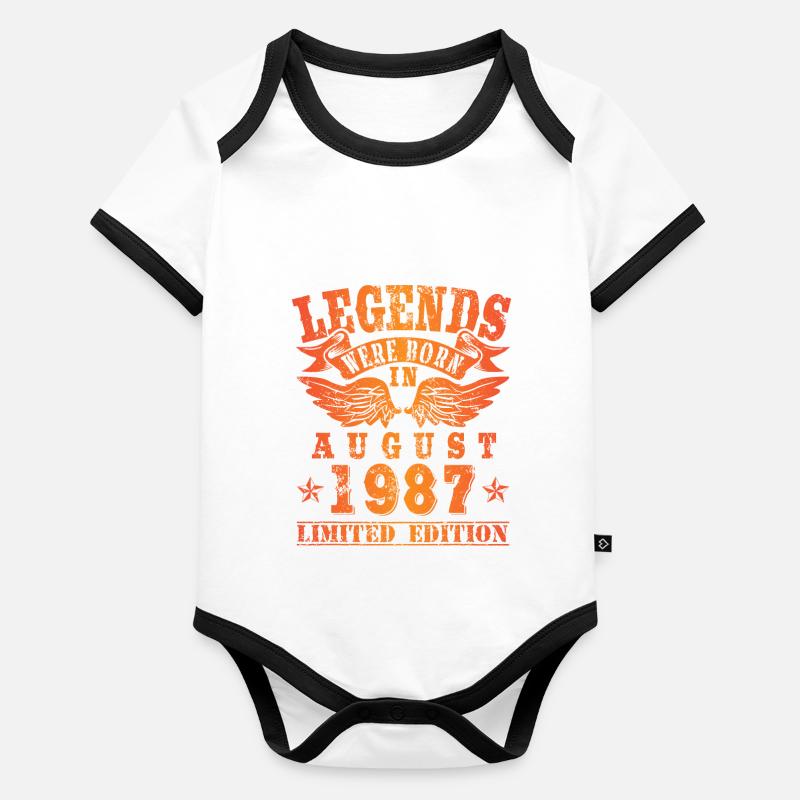 Legends were born in August 1987 Geburtstag Baby Bio-Kurzarm-Kontrastbody