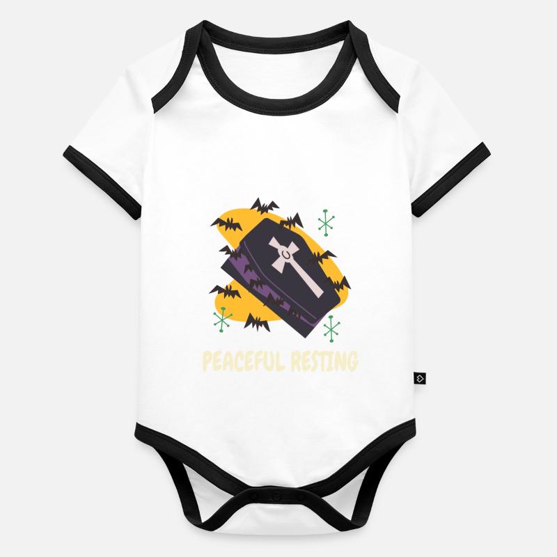 Death Coffin Goth Casket Spooky Halloween Vampires Organic Baby Contrasting Bodysuit