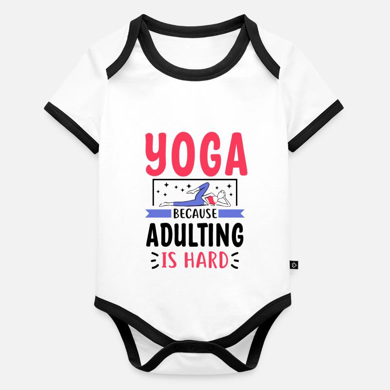 Emménager est difficile - Tahirt Funny Yoga Body Bébé bio contrasté manches courtes