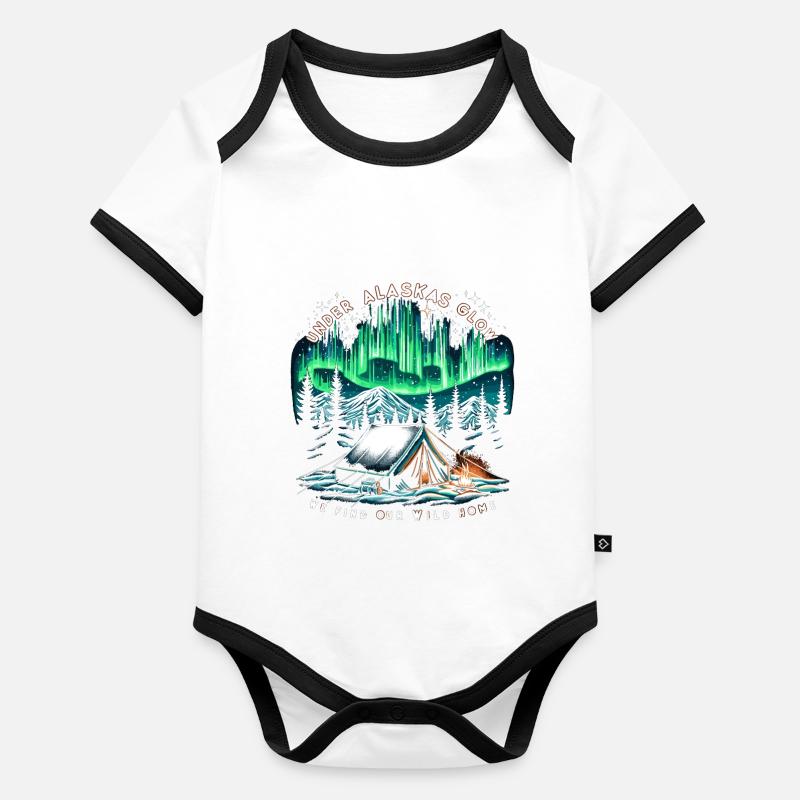 Aurora Aurora Tracker Alaska Wilderness Body Bébé bio contrasté manches courtes