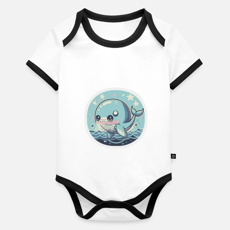 Wal-Liebhaber Baby Bio-Kurzarm-Kontrastbody