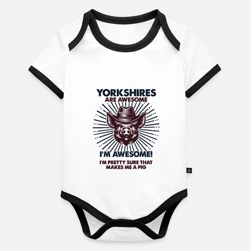 Cochon Papa Maman - Fermier Yorkshires Body Bébé bio contrasté manches courtes
