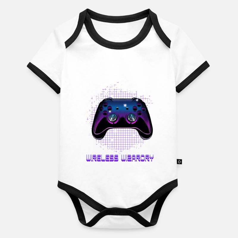 Gamers Video Gaming Geek Console Game Controller Organic Baby Contrasting Bodysuit