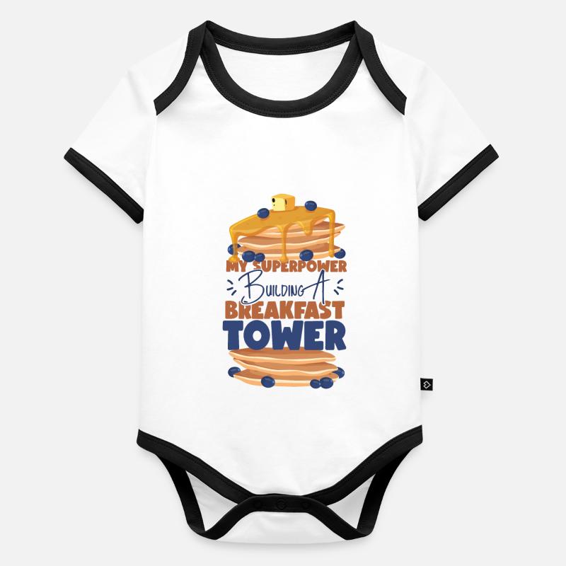 Pancake Lover Kids My Superpower Baby Bio-Kurzarm-Kontrastbody