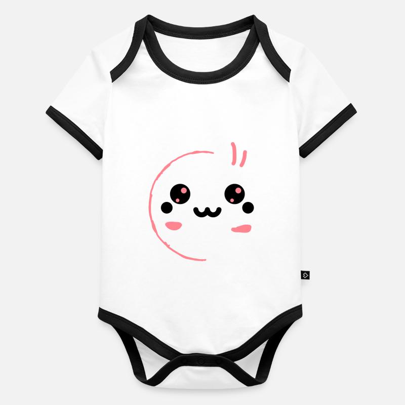 Anime Lächeln Baby Bio-Kurzarm-Kontrastbody
