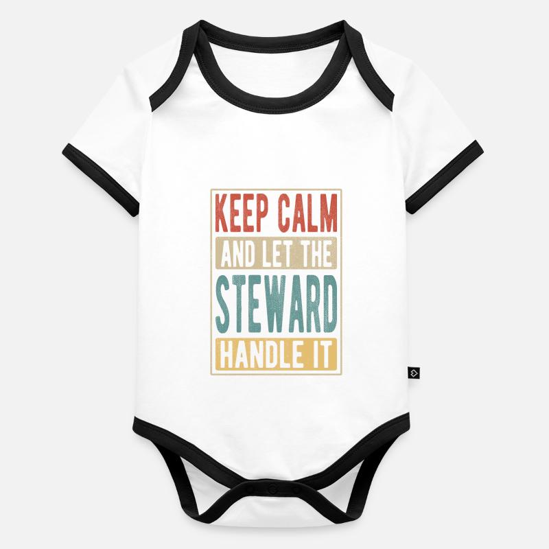 Cadeau rétro Steward Body Bébé bio contrasté manches courtes