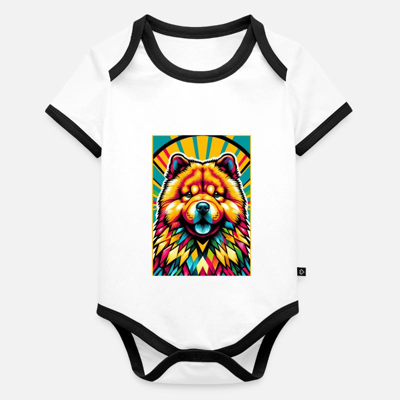 Chow Chow Hund Baby Bio-Kurzarm-Kontrastbody