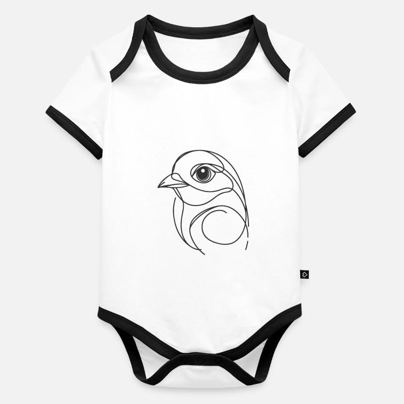 Line Art Papa Maman - Oiseau Body Bébé bio contrasté manches courtes