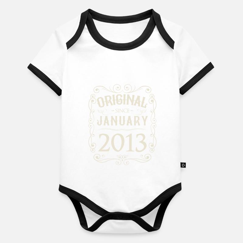 Vintage - Original since Januar 2013 Geburtstag Baby Bio-Kurzarm-Kontrastbody