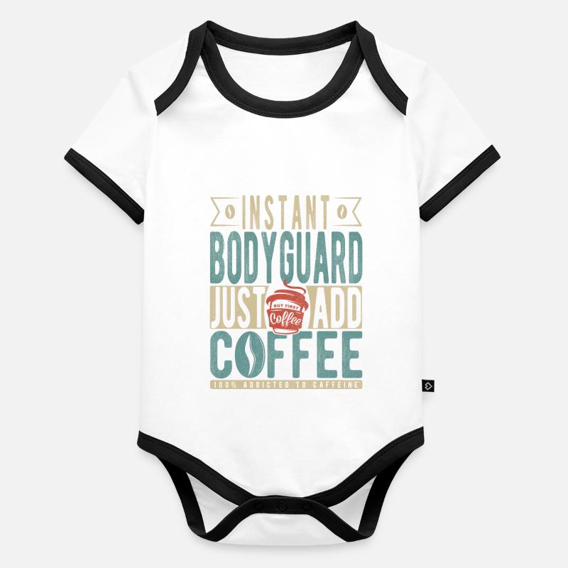 Garde du corps instantané Il suffit d’ajouter du café Body Bébé bio contrasté manches courtes