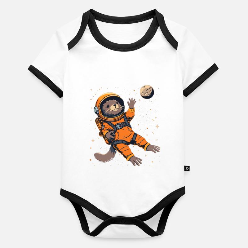 Otter Space Funny Otter Astronaut Organic Baby Contrasting Bodysuit