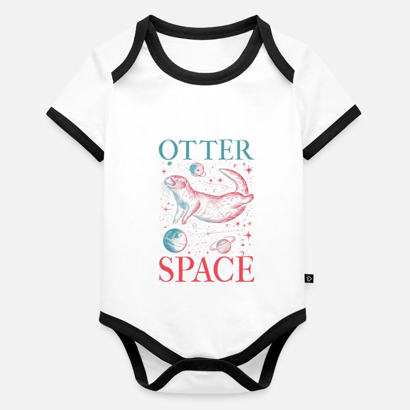 Otter Space Funny Otter Astronaut Organic Baby Contrasting Bodysuit