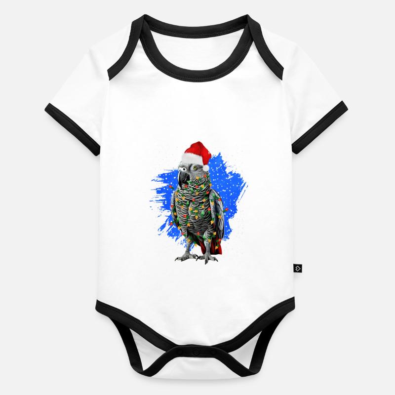 Cadeau de perroquet gris africain Body Bébé bio contrasté manches courtes