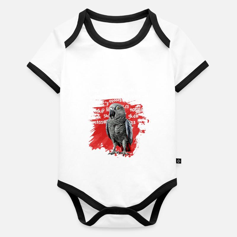 Cadeau de perroquet gris africain Body Bébé bio contrasté manches courtes