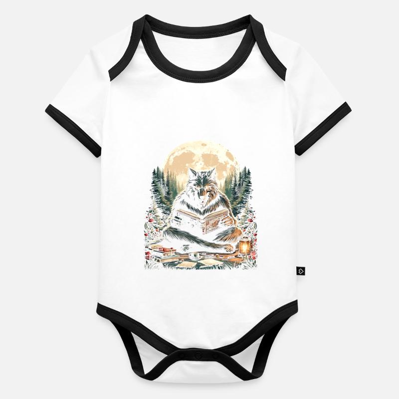 Conteur loup-garou Body Bébé bio contrasté manches courtes
