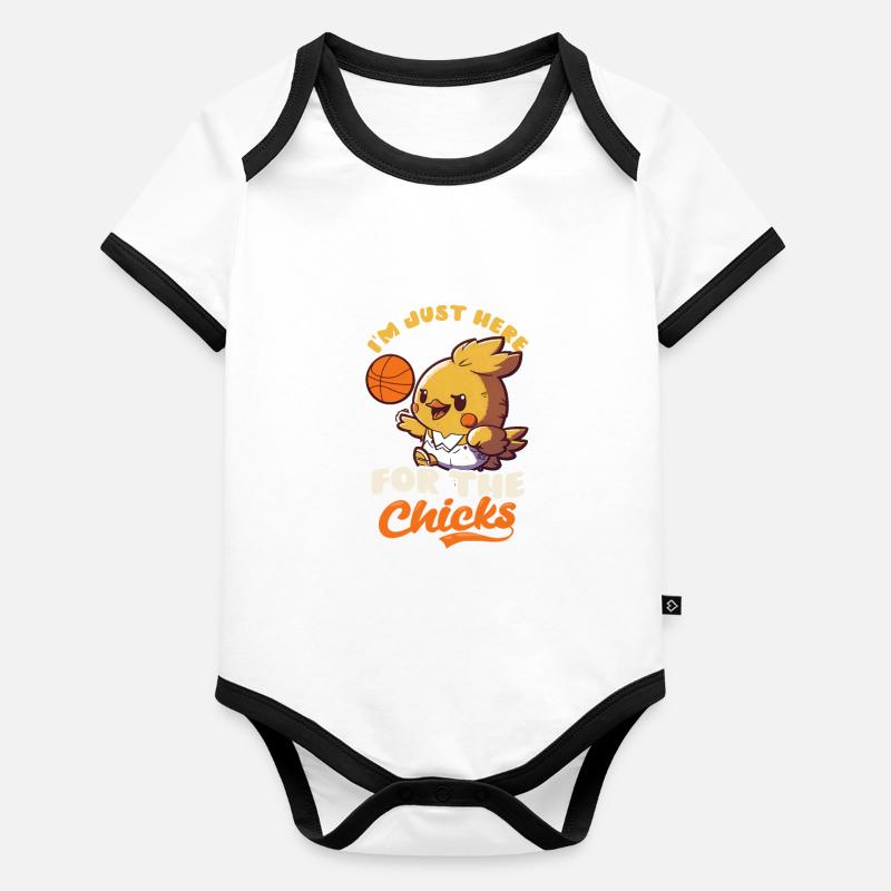 Basketball Easter Here For Chicks Organic Baby Contrasting Bodysuit