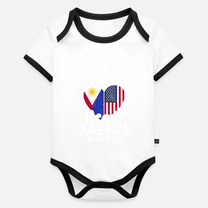 Filipino American Geschenk Baby Bio-Kurzarm-Kontrastbody