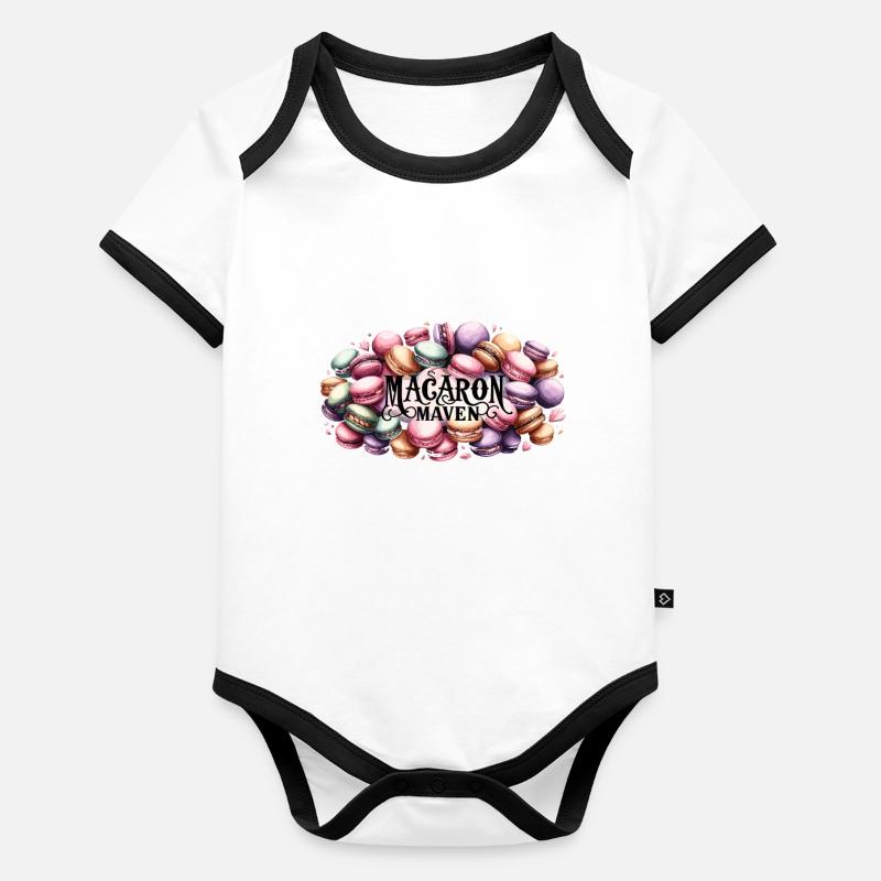 Amateurs de macarons Macarons français Body Bébé bio contrasté manches courtes