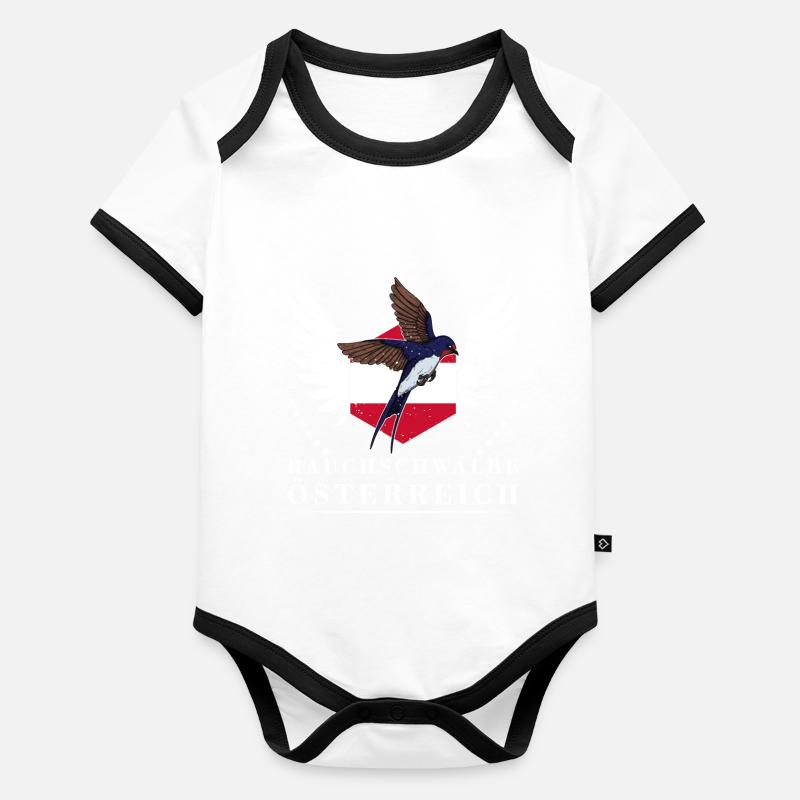 Hirondelle rustique Autriche drapeau oiseau Body Bébé bio contrasté manches courtes