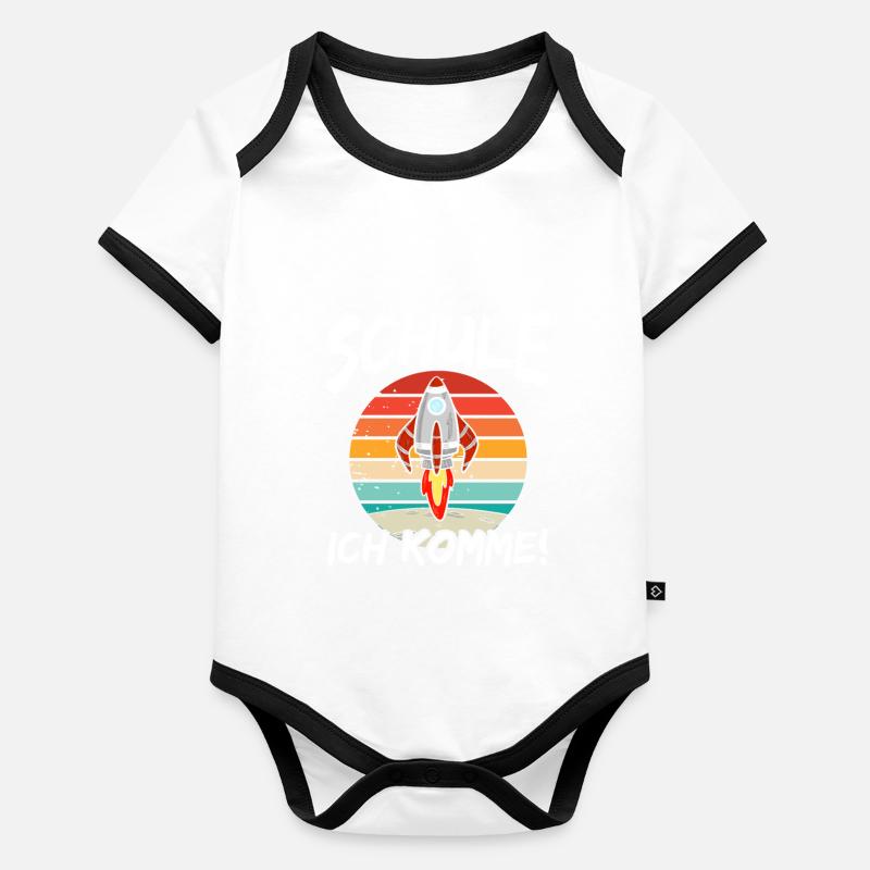 Ich Komme Schulkind Astronaut Baby Bio-Kurzarm-Kontrastbody
