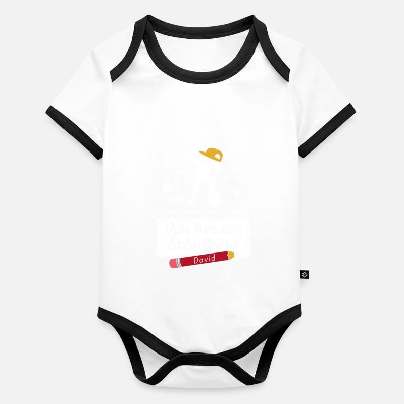 Je suis un écolier David Body Bébé bio contrasté manches courtes