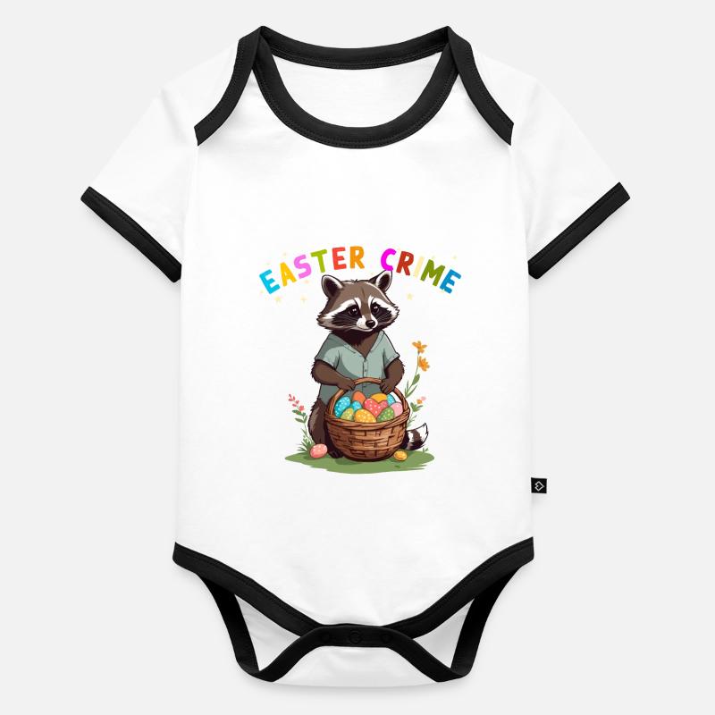 Easter Crime Raccoon Easter Bunny Design Organic Baby Contrasting Bodysuit