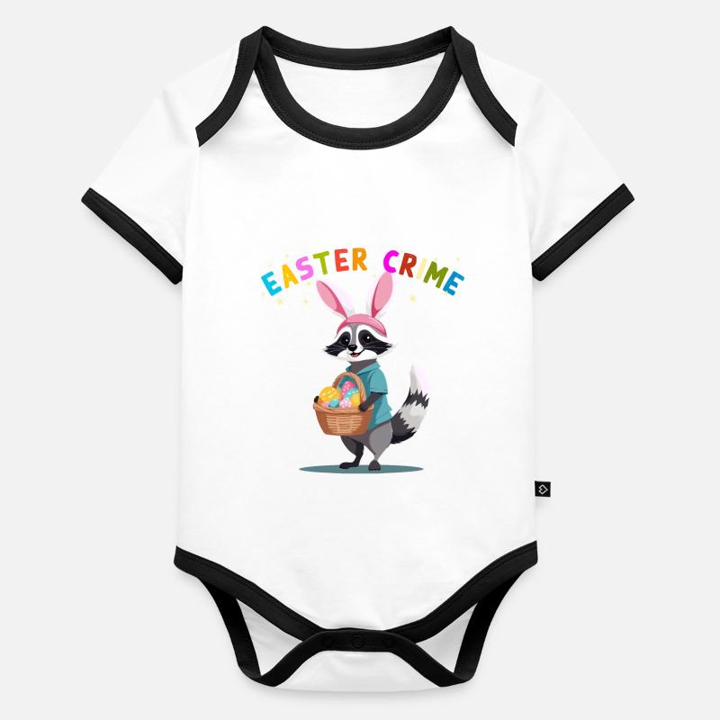 Funny Cute Raccoon Easter Eggs Design Organic Baby Contrasting Bodysuit