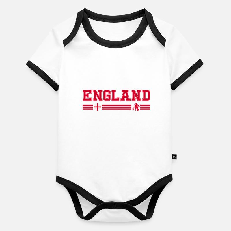 ENGLAND drapeau et emblème de l'Angleterre Body Bébé bio contrasté manches courtes