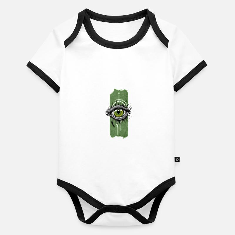 Evolving Gaze: Reptile Eye Organic Baby Contrasting Bodysuit