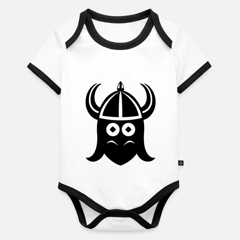 Wikingerhelm Krieger Baby Bio-Kurzarm-Kontrastbody