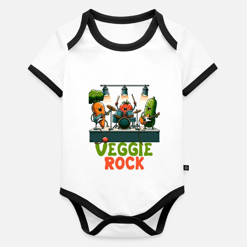 Veggie Rocks Music Band Carrot Buddies Body Bébé bio contrasté manches courtes