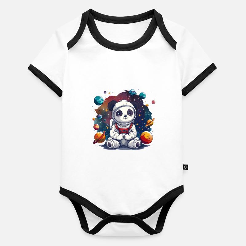 Panda Bear Astronaut Japanese Giant Panda Organic Baby Contrasting Bodysuit