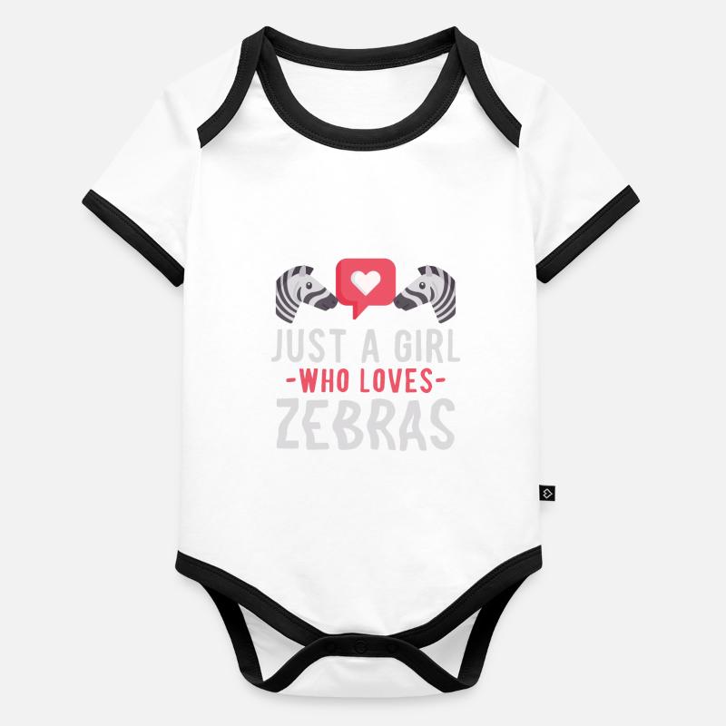 Nur ein Mädchen, das Zebras liebt. Lustige Streifen. Baby Bio-Kurzarm-Kontrastbody