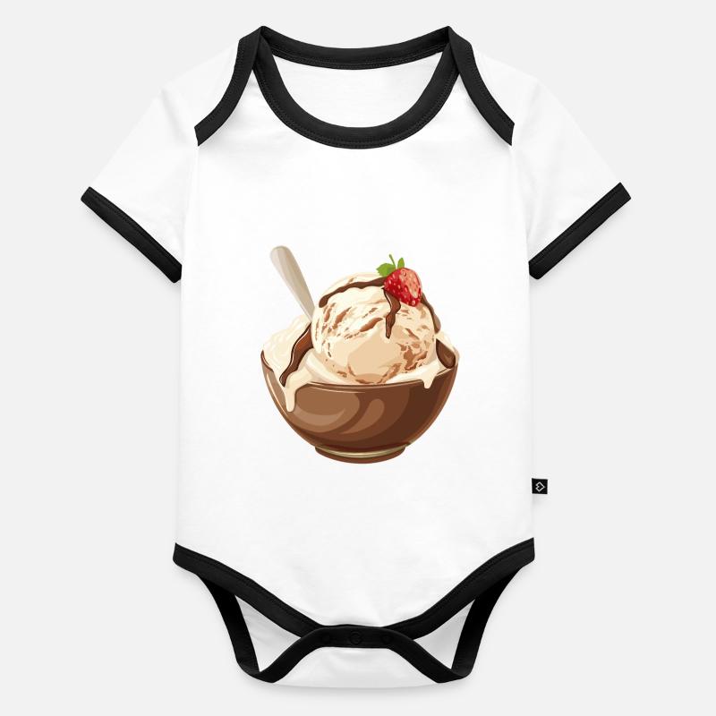 Vanilla Ice Cream with Chocolate Sauce Delight Organic Baby Contrasting Bodysuit