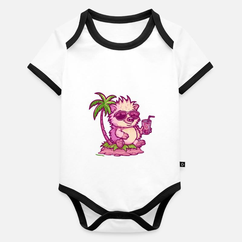 Igel Insel Sommer Palme Baby Bio-Kurzarm-Kontrastbody