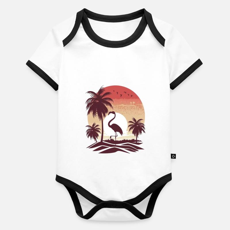 Flamingo Illustration Organic Baby Contrasting Bodysuit